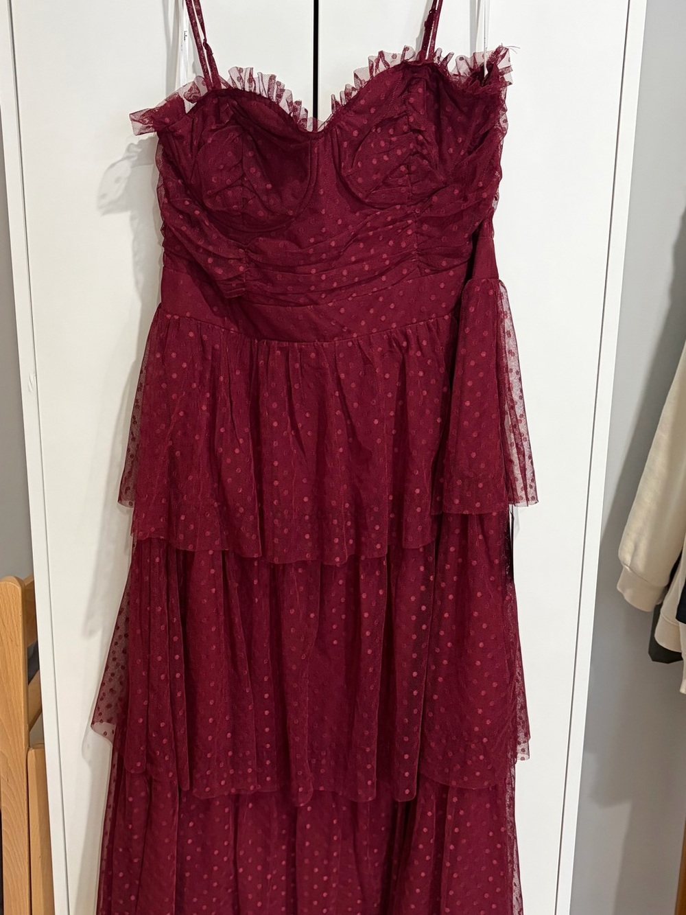 Lulu's Burgundy Polka Dot Tulle Dress